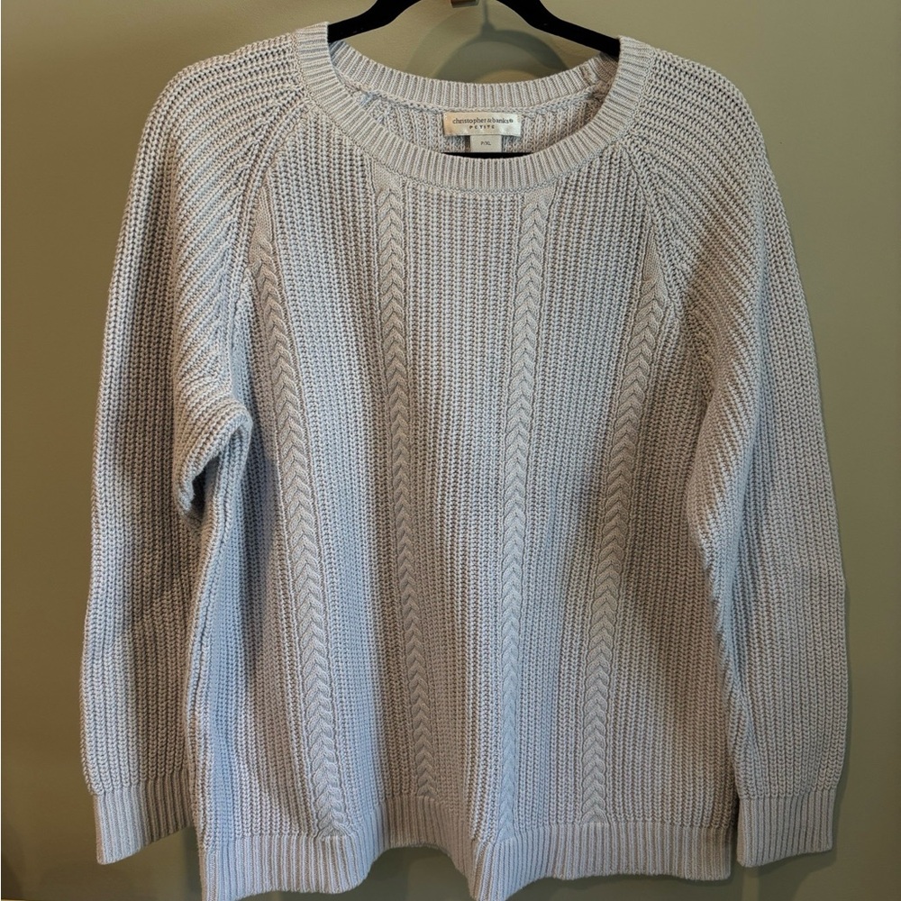 Christopher & Banks Light Gray Crew Neck Sweater